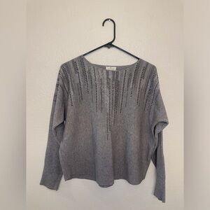 Ember NWT‎ Women’s Gray Embellished Sweater Size L